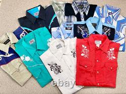 VTG Western Shirts LOT 10 pc Pearl Snap, Wrangler, H Bar C, ELY, High Noon