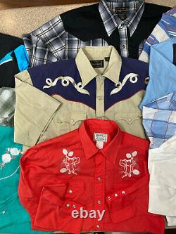 VTG Western Shirts LOT 10 pc Pearl Snap, Wrangler, H Bar C, ELY, High Noon