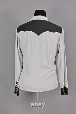 VTG Women's 50s H Bar C Embroidered Rayon Western Shirt Sz L 1950s Gabardine