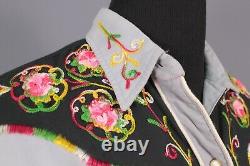 VTG Women's 50s H Bar C Embroidered Rayon Western Shirt Sz L 1950s Gabardine