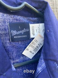 VTG Wrangler Pearl Snap Western Brushpopper Aztec Rodeo Shirt Longsleeve LARGE