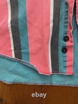 VTG Wrangler Western Brushpopper Striped Button-Up Shirt Size 16.5-35, Pink Turq