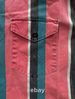 VTG Wrangler Western Brushpopper Striped Button-Up Shirt Size 16.5-35, Pink Turq