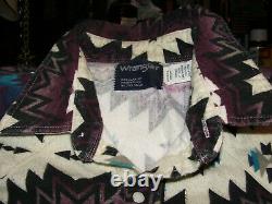 VTG Wrangler Western Native American Flannel Genuine 100% Cotton Shirt