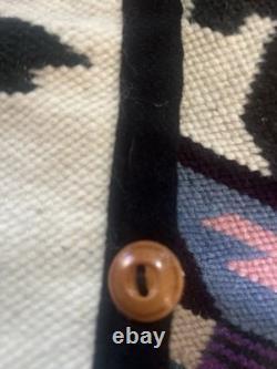 VTG Zapotec Oaxaca Chimayo Southwestern Geometric Handwoven Wool Vest XL