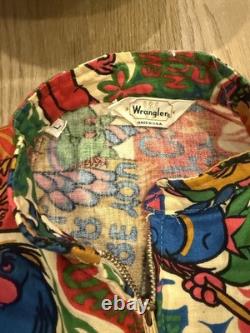Very Rare 1960s Wrangler Pop Art Hot Dogs & Dill Pickles Vtg Zip Jacket Hippie L