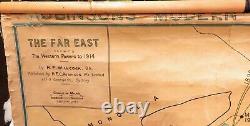 Very Rare c1914 The Far East. Western Powers to 1914 Large Cloth Back Wall Map