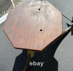 Victorian Foot Stool 3 LARGE COW HORN Legs Wooden octagonal top 1800's Handmade