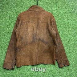 Vintage 1930s Rodeo Leather Jacket Womens XL Western Fringe Suede Deerskin Rare