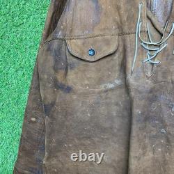 Vintage 1930s Rodeo Leather Jacket Womens XL Western Fringe Suede Deerskin Rare