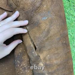 Vintage 1930s Rodeo Leather Jacket Womens XL Western Fringe Suede Deerskin Rare
