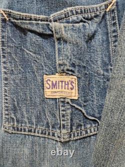 Vintage 1930s Smith's Denim Chore Jacket Selvedged Enginer Coat Sanforized