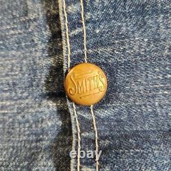 Vintage 1930s Smith's Denim Chore Jacket Selvedged Enginer Coat Sanforized