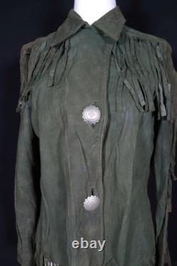 Vintage 1940's Green Deerskin Suede Woman's Western Fringe Jacket Size Medium