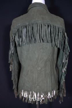 Vintage 1940's Green Deerskin Suede Woman's Western Fringe Jacket Size Medium