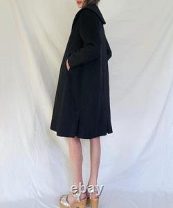 Vintage 1940s Black Wool Swing Coat Womens Shawl Collar, Western Wear, Small