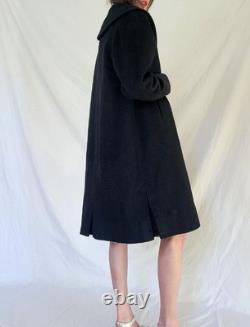 Vintage 1940s Black Wool Swing Coat Womens Shawl Collar, Western Wear, Small