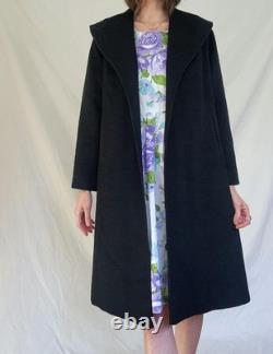 Vintage 1940s Black Wool Swing Coat Womens Shawl Collar, Western Wear, Small