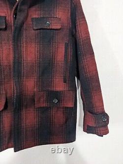 Vintage 1940s Great Western Sportswear Plaid Mackinaw Jacket Red & Black Wool