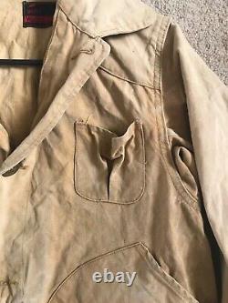 Vintage 1940s Montgomery Ward Western Field Thick Canvas Hunting Shooting Coat L