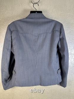 Vintage 1950's/1960's NIVER WESTERN WEAR Blue Plaid Gabardine Jacket Snappy 44