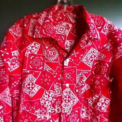 Vintage 1950's/60's Wild Western Scarf KERCHIEF PRINT Shirt L loop Rockabilly