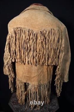 Vintage 1950's Golden Brown Suede Western Fringe Jacket With Long Fringe Large