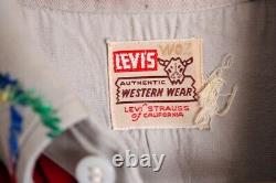 Vintage 1950's Levis Big E Shorthorn Western Pearl Snap Rockabilly Shirt Large