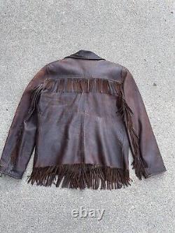 Vintage 1950s Cowboy Fringe Tassel Deerskin Leather Jacket Large Custome Made