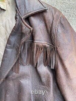 Vintage 1950s Cowboy Fringe Tassel Deerskin Leather Jacket Large Custome Made