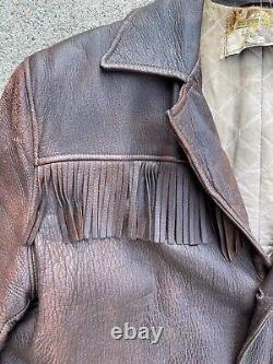 Vintage 1950s Cowboy Fringe Tassel Deerskin Leather Jacket Large Custome Made