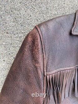 Vintage 1950s Cowboy Fringe Tassel Deerskin Leather Jacket Large Custome Made