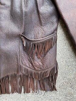 Vintage 1950s Cowboy Fringe Tassel Deerskin Leather Jacket Large Custome Made