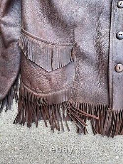 Vintage 1950s Cowboy Fringe Tassel Deerskin Leather Jacket Large Custome Made