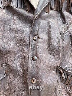 Vintage 1950s Cowboy Fringe Tassel Deerskin Leather Jacket Large Custome Made