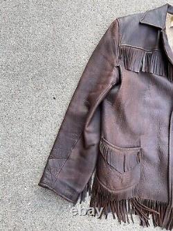 Vintage 1950s Cowboy Fringe Tassel Deerskin Leather Jacket Large Custome Made