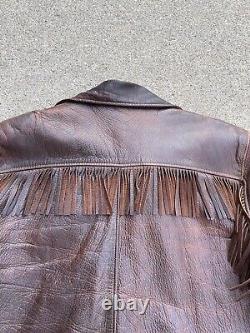 Vintage 1950s Cowboy Fringe Tassel Deerskin Leather Jacket Large Custome Made