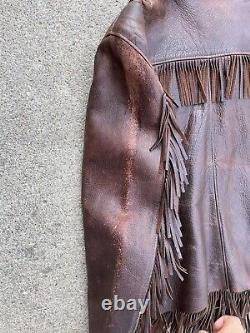 Vintage 1950s Cowboy Fringe Tassel Deerskin Leather Jacket Large Custome Made