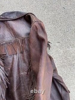 Vintage 1950s Cowboy Fringe Tassel Deerskin Leather Jacket Large Custome Made