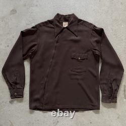 Vintage 1950s El Marco Western Diagonal Zip Up Brown Mens M/L Gabardine Shirt