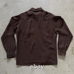 Vintage 1950s El Marco Western Diagonal Zip Up Brown Mens M/L Gabardine Shirt