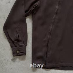 Vintage 1950s El Marco Western Diagonal Zip Up Brown Mens M/L Gabardine Shirt