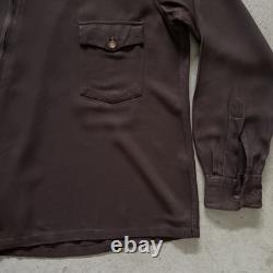Vintage 1950s El Marco Western Diagonal Zip Up Brown Mens M/L Gabardine Shirt