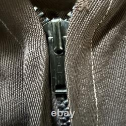 Vintage 1950s El Marco Western Diagonal Zip Up Brown Mens M/L Gabardine Shirt