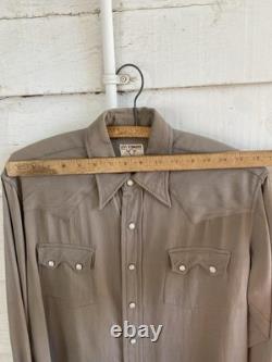 Vintage 1950s Levi's Short Horn Shirt Gabardine Western Sawtooth Pearl Snap M/L
