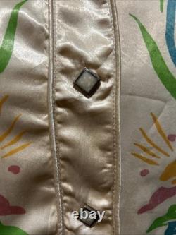 Vintage 1950s Ranch Maid Western Shirt Diamond Shape Pearl Snaps Satin Floral 12