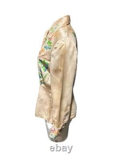 Vintage 1950s Ranch Maid Western Shirt Diamond Shape Pearl Snaps Satin Floral 12
