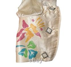 Vintage 1950s Ranch Maid Western Shirt Diamond Shape Pearl Snaps Satin Floral 12