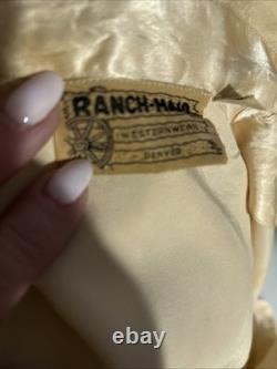 Vintage 1950s Ranch Maid Western Shirt Diamond Shape Pearl Snaps Satin Floral 12