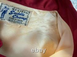 Vintage 1950s Saddle Champ Western Satin Pearl Snap Button Up Shirt Chainstitch
